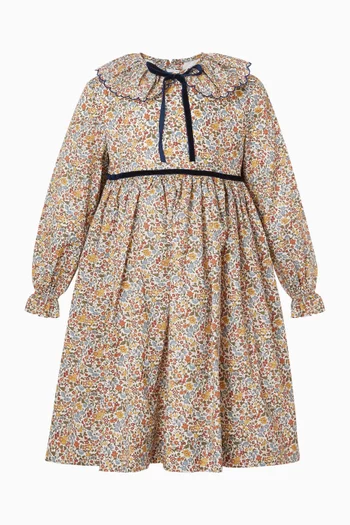 فستان ماريان بنقشة زهور عقد مخمل 