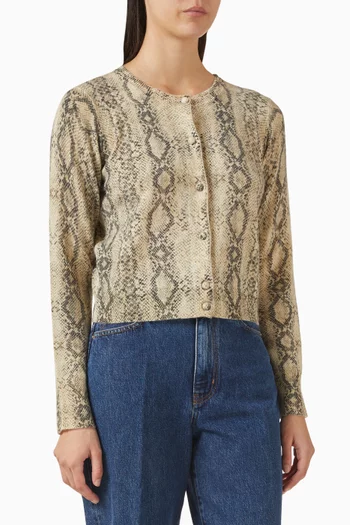 Snake-print Cardigan in Cashmere