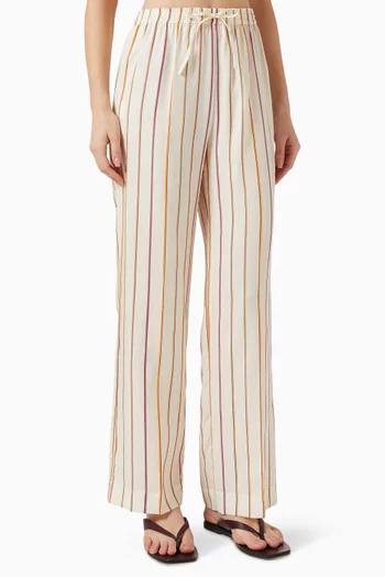 Striped Straight-leg Pants
