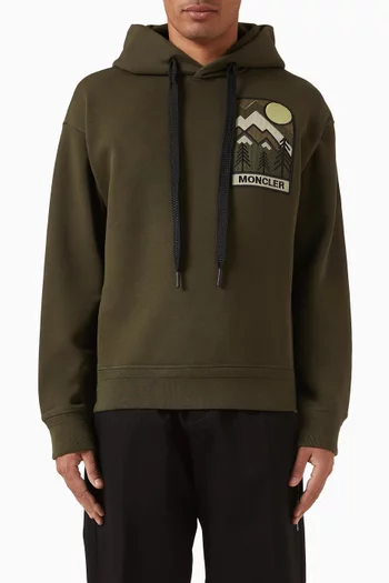 كنزة بغطاء رأس مطرزة بشعار الماركة قطن