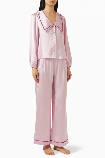 Frenchie Pyjama Set in Silk-satin