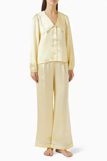 Frenchie Pyjama Set in Silk-satin