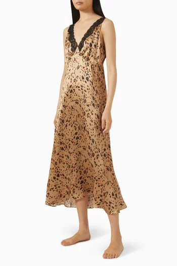 Shauna Leopard Midi Dress in Silk