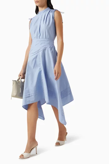Ruched Handkerchief Dress in Cotton Poplin