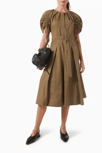 Ruched Midi Dress in Cotton