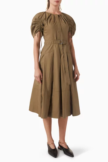 Ruched Midi Dress in Cotton