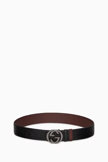 Interlocking G Buckle Reversible Belt in Leather