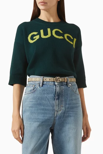 GG Marmont Thin Belt in GG Canvas