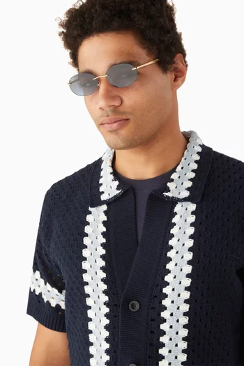 نظارة شمسية بإطار بيضاوي معدن