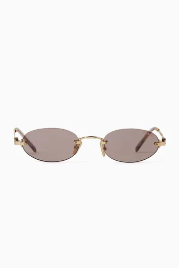 Rimless Oval Sunglasses in Metal