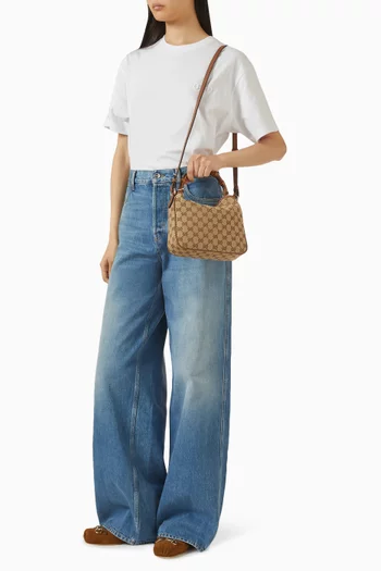 حقيبة كتف ديانا صغيرة قنب بشعار حرفي GG