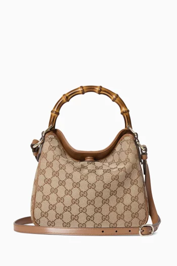 حقيبة كتف ديانا صغيرة قنب بشعار حرفي GG