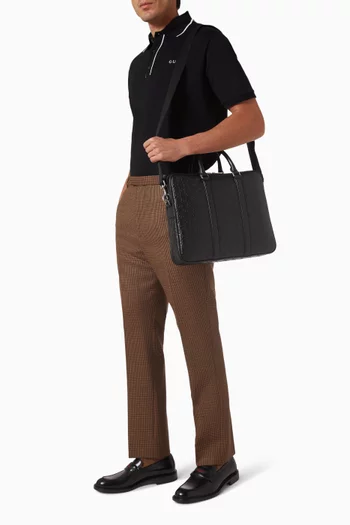 حقيبة عمل كبيرة بنقشة شعار حرفي GG جلد