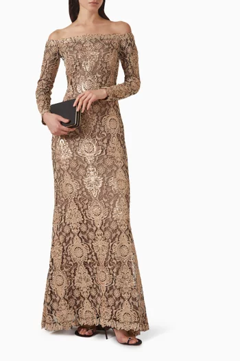 Elisara Sequin-embroidered Gown in Tulle