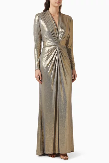 Drape Gown in Metallic-jersey