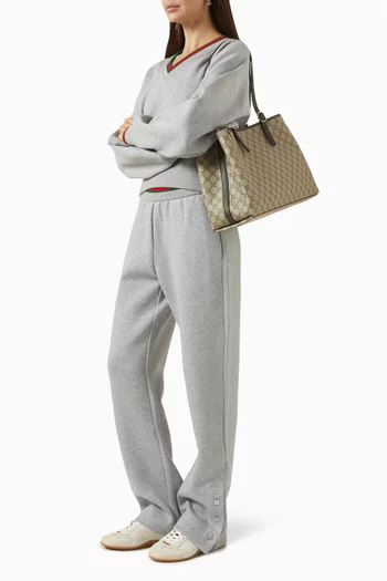 حقيبة يد كبيرة قنب بنقشة شعار حرفي GG