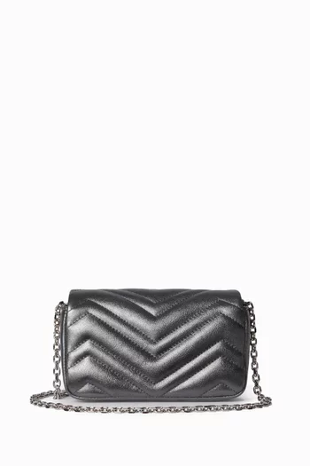 Mini GG Marmont Shoulder Bag in Lamé Matelassé Leather