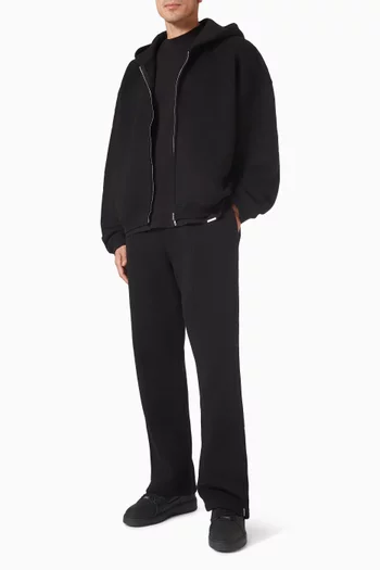 كنزة بغطاء رأس بسحّاب وحرف شعار الماركة قطن