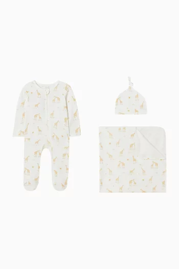 طقم هدايا قطن عضوي، 3 قطع