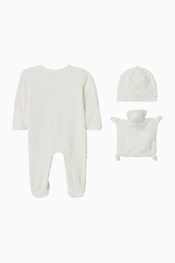 طقم هدايا بنقشة منقطة بارزة قطن، 3 قطع