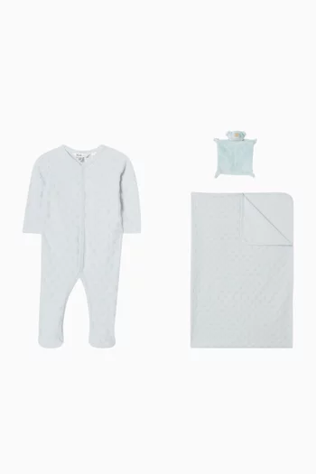 طقم هدايا بنقشة منقطة بارزة مزيج قطن، 3 قطع