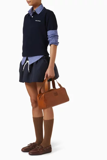 Logo Top-handle Bag in Aged Calfskin