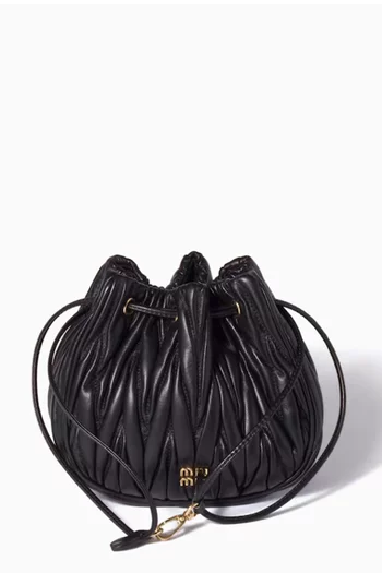 Logo Drawstring Pouch in Matelassé Nappa