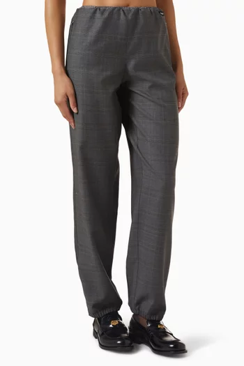 بنطال رياضي بنقشة مربعات برينس أوف ويلز صوف