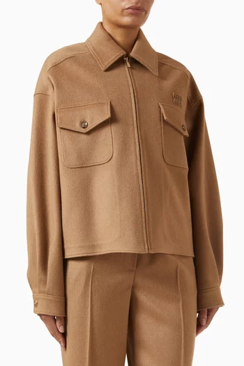 Boxy Blouson Jacket in Camel Hair