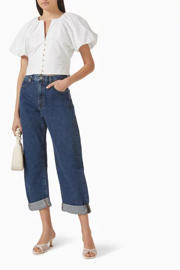 بلوزة بأكمام منفوخة قطن عضوي