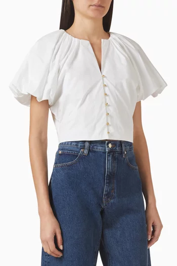 بلوزة بأكمام منفوخة قطن عضوي