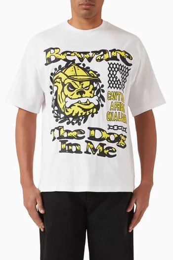 Beware Dog-print T-shirt in Cotton