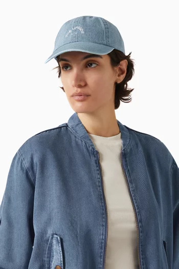 Washed Logo Cap in Denim