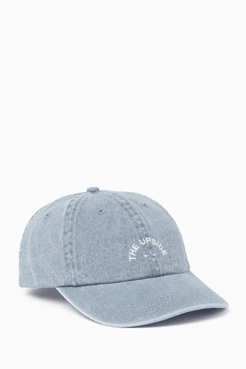 Washed Logo Cap in Denim