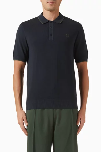 Piqué Stitch Knitted Polo Shirt in Cotton