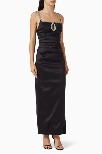 Astonhall Rhinestone-trim Dress in Dupion