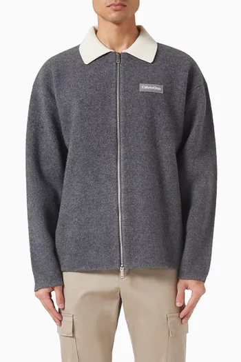 Zip Cardigan in Boiled Merino Wool