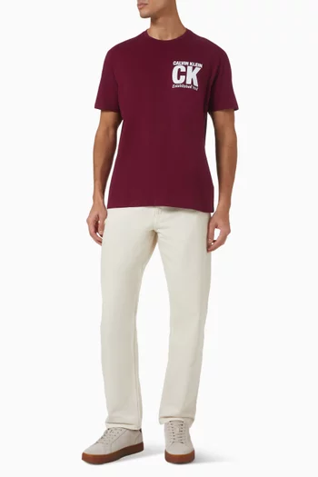 تي شيرت بطبعة شعار الماركة مستوحى من الثلاثينيات قطن جيرسيه