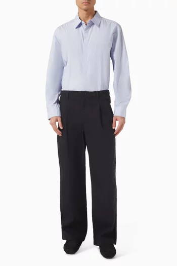 قميص فضفاض بأزرار قطن