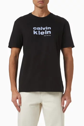 تي شيرت بطبعة شعار الماركة مستوحى من الثلاثينيات قطن جيرسيه