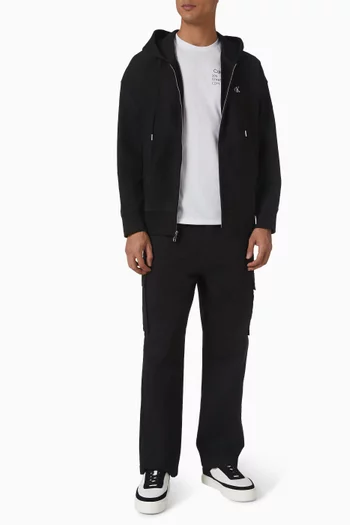 Straight Cargo Pants in Stretch Cotton-twill