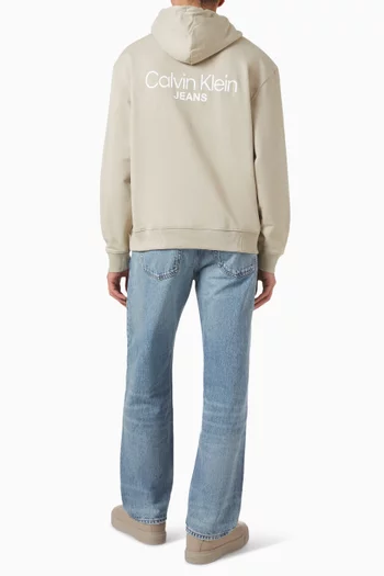 كنزة بغطاء رأس وشعار الماركة قطن تيري