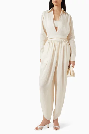 بنطال ايون بقصة منفوخة كتان