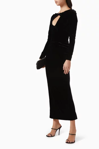 فستان بفتحة وعقدة مخمل