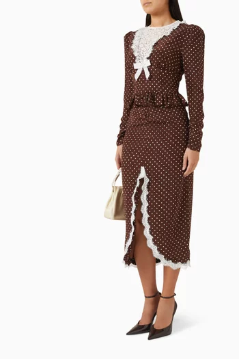Polka-dot Lace Midi Dress