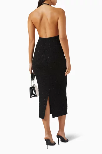 Backless Midi Dress in Sequin-knit