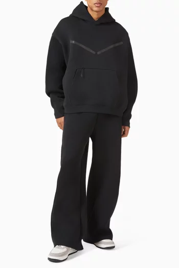 Loose-Fit Open Hem Pants in Cotton-fleece