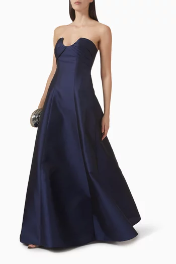 فستان سهرة بقصة على شكل حرف A قماش غازار بارز الملمس