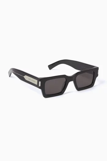 Logo Rectangle Sunglasses in Acetate