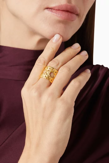 Khaizaran Ring in 22kt Gold-plated Brass